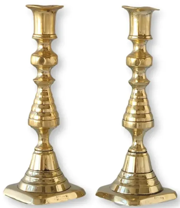 Petite Georgian Beehive Candlesticks, Pr