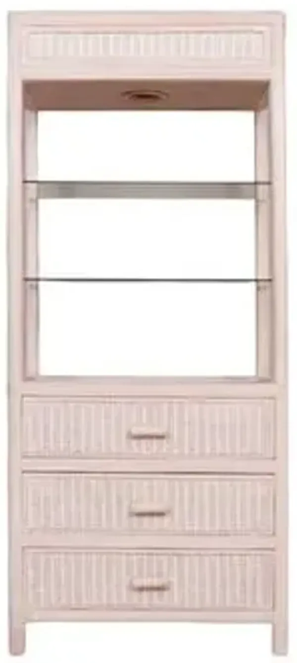 Rattan and Glass Etagere - Interesting Things - White