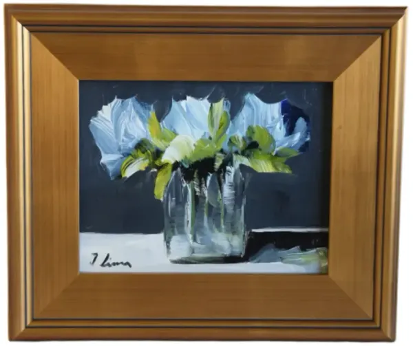 Blue Bouquet of Flowers Oil Painting