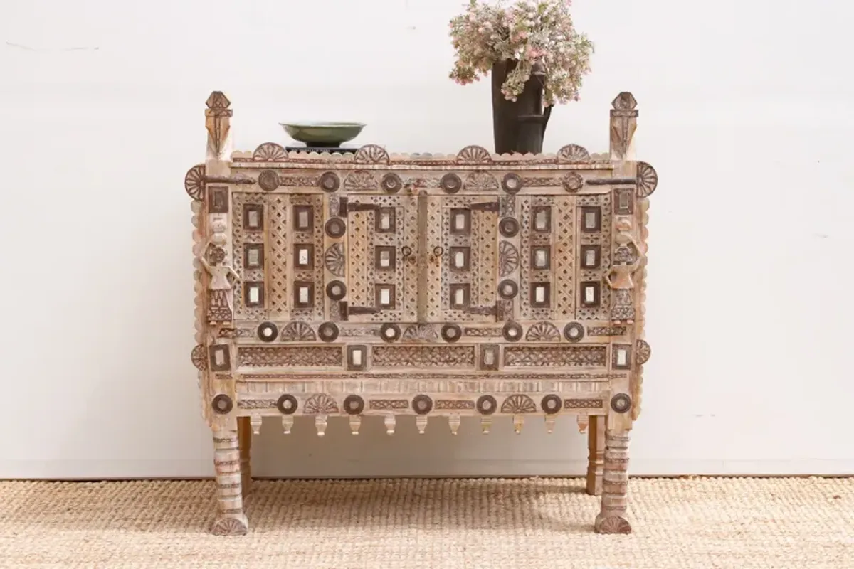 Ornate Indian Damachiya Cabinet - de-cor - Brown