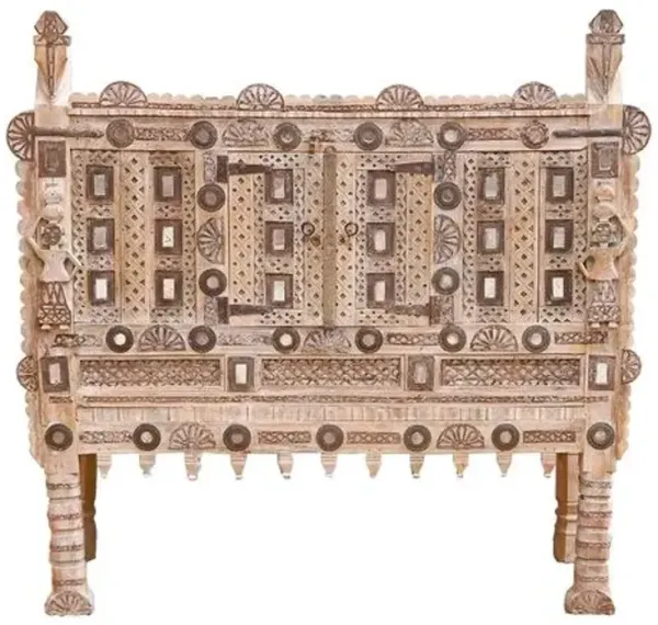 Ornate Indian Damachiya Cabinet - de-cor - Brown