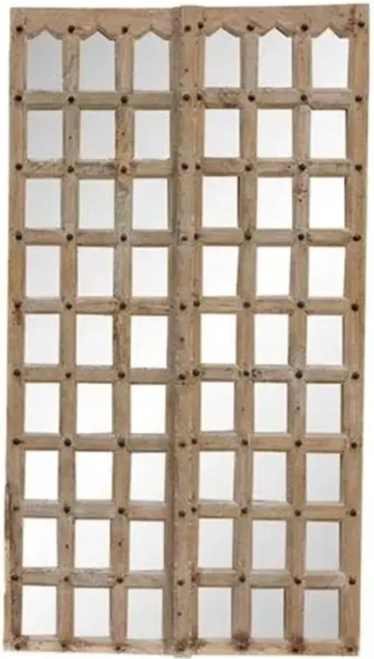 Tall Indian Colonial Door Mirror Panel - de-cor - Brown