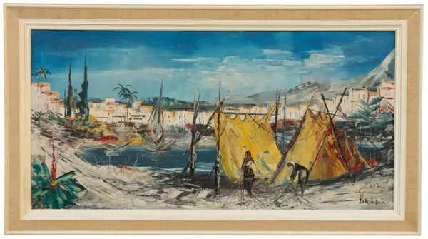 20th Century Batoni Signed Oil on Canvas - Interesting Things - Blue