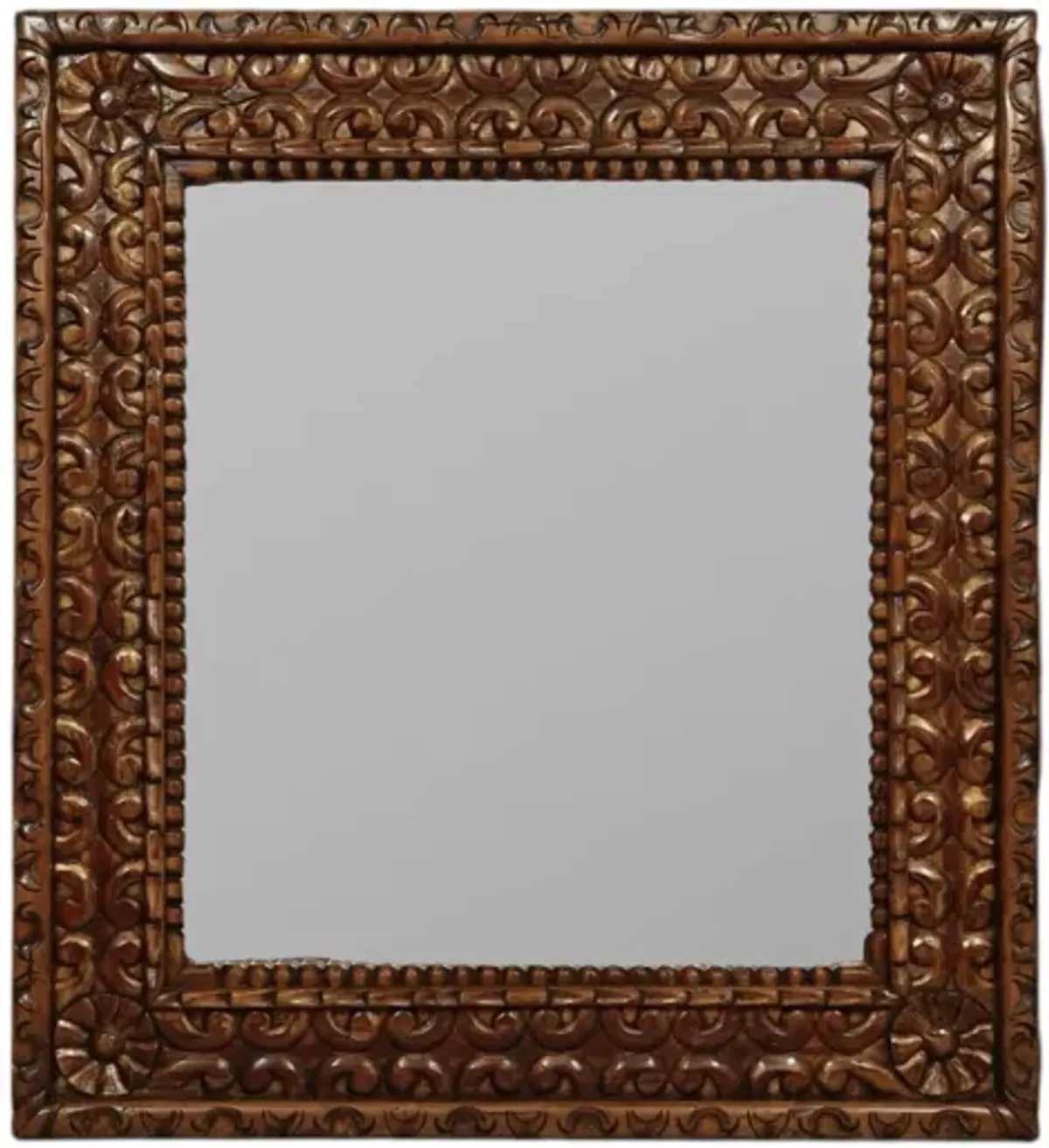 Large Carved Teak Wall Mirror