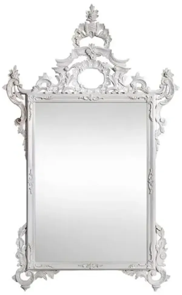 Hand Carved Italian Chippendale Mirror - Fleur de Lex Antiques - White
