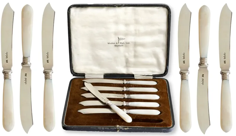 Walker & Hall Sterling & Pearl Knives