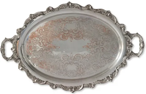 Large 19th-C. English Silver-Plate Tray - Rose Victoria