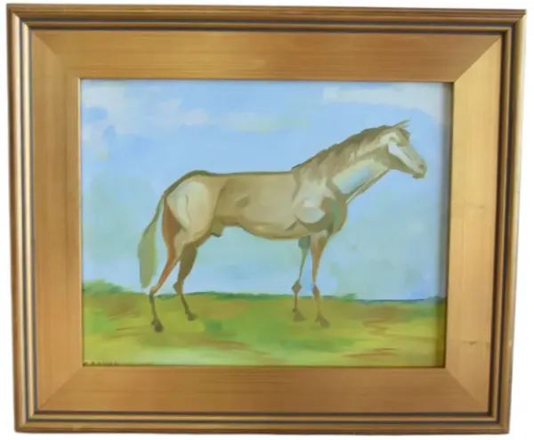 Contemporary Modern Horse Oil Painting - blue