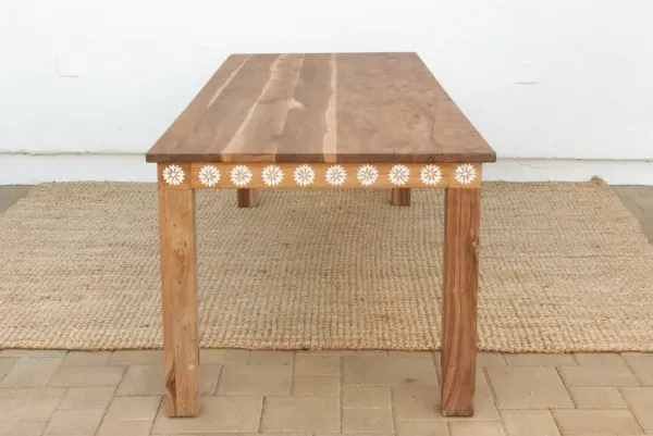 96"L Mother of Pearl Inlaid Reclaimed Table