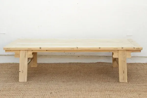 Large Bleached Wood Ming Coffee Table