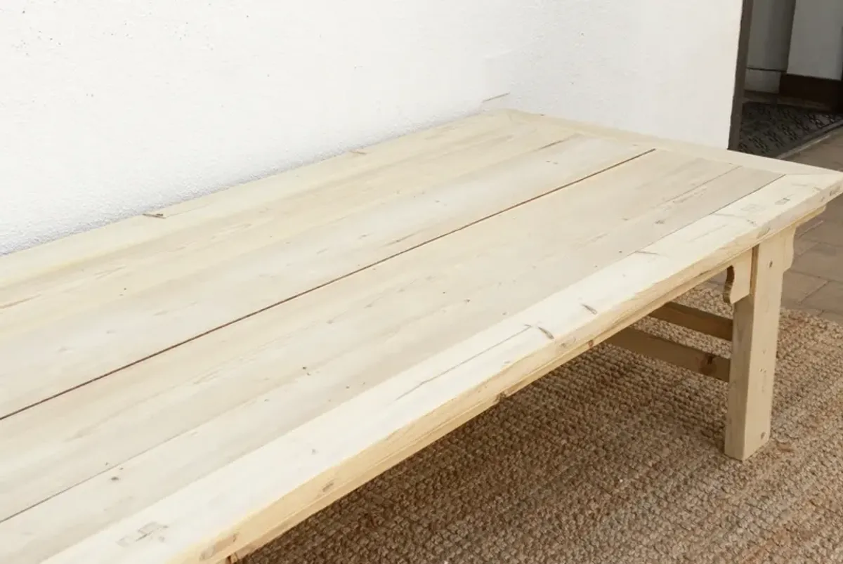 Large Bleached Wood Ming Coffee Table - de-cor - White