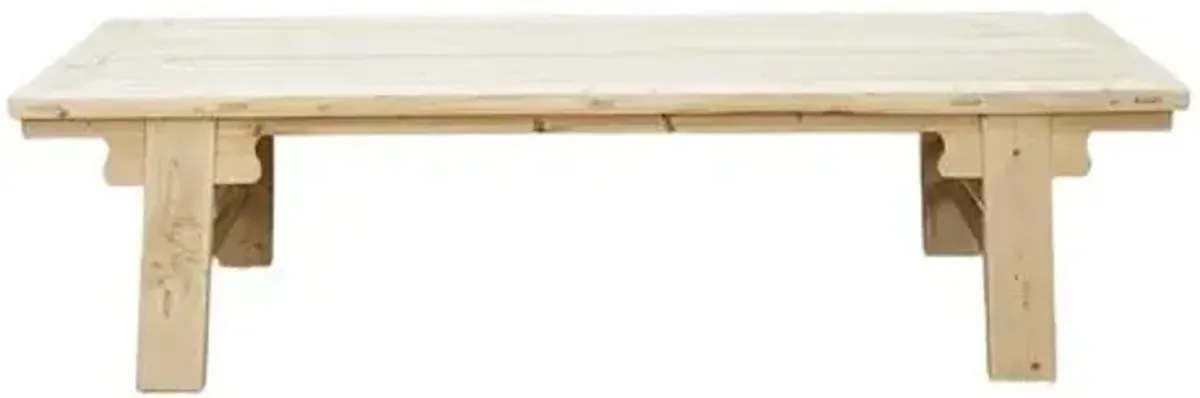 Large Bleached Wood Ming Coffee Table - de-cor - White