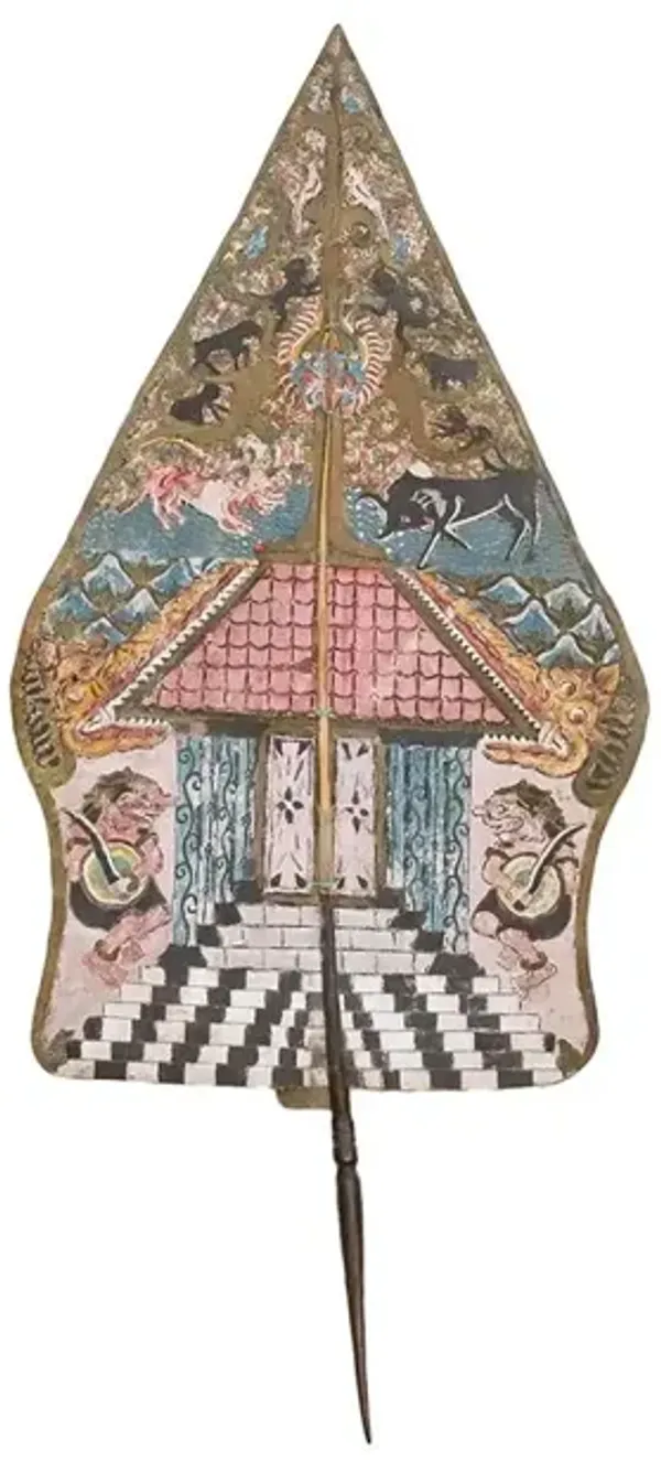 Hand-Painted Leather Marionette Scene