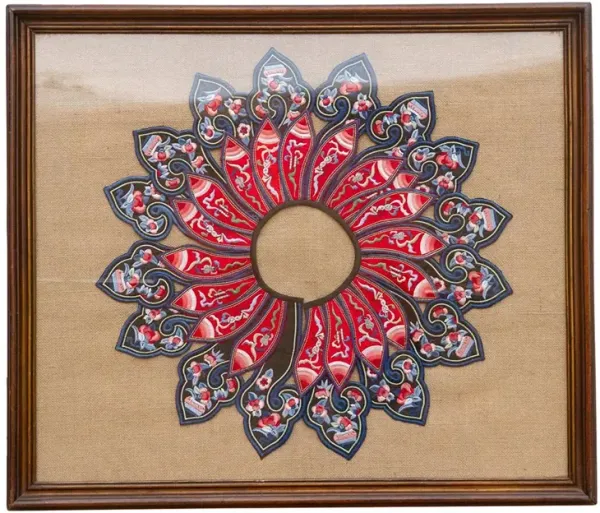 Framed Chinese Embroidered Collar - de-cor - pink