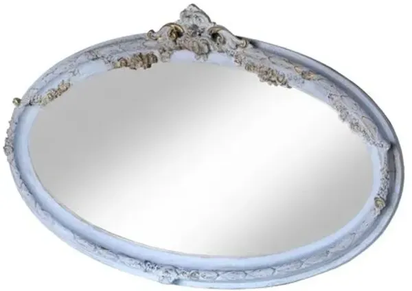 Elongated Oval Beveled Mirror - Fleur de Lex Antiques - Blue