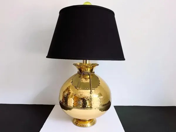 Hammered Brass Bag Lamp & Shade