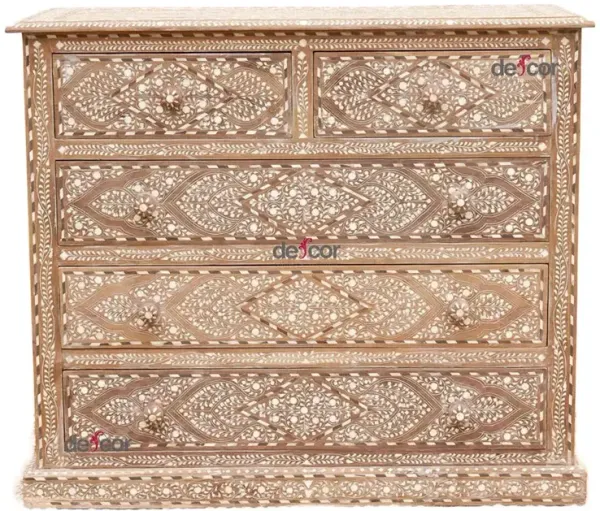 Heirloom Finely Inlay Chest of Drawers - de-cor - Brown