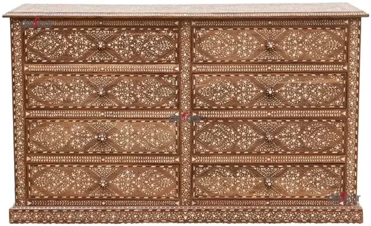 Royal Inspired 8-Drawers Inlay Dresser - de-cor - Brown