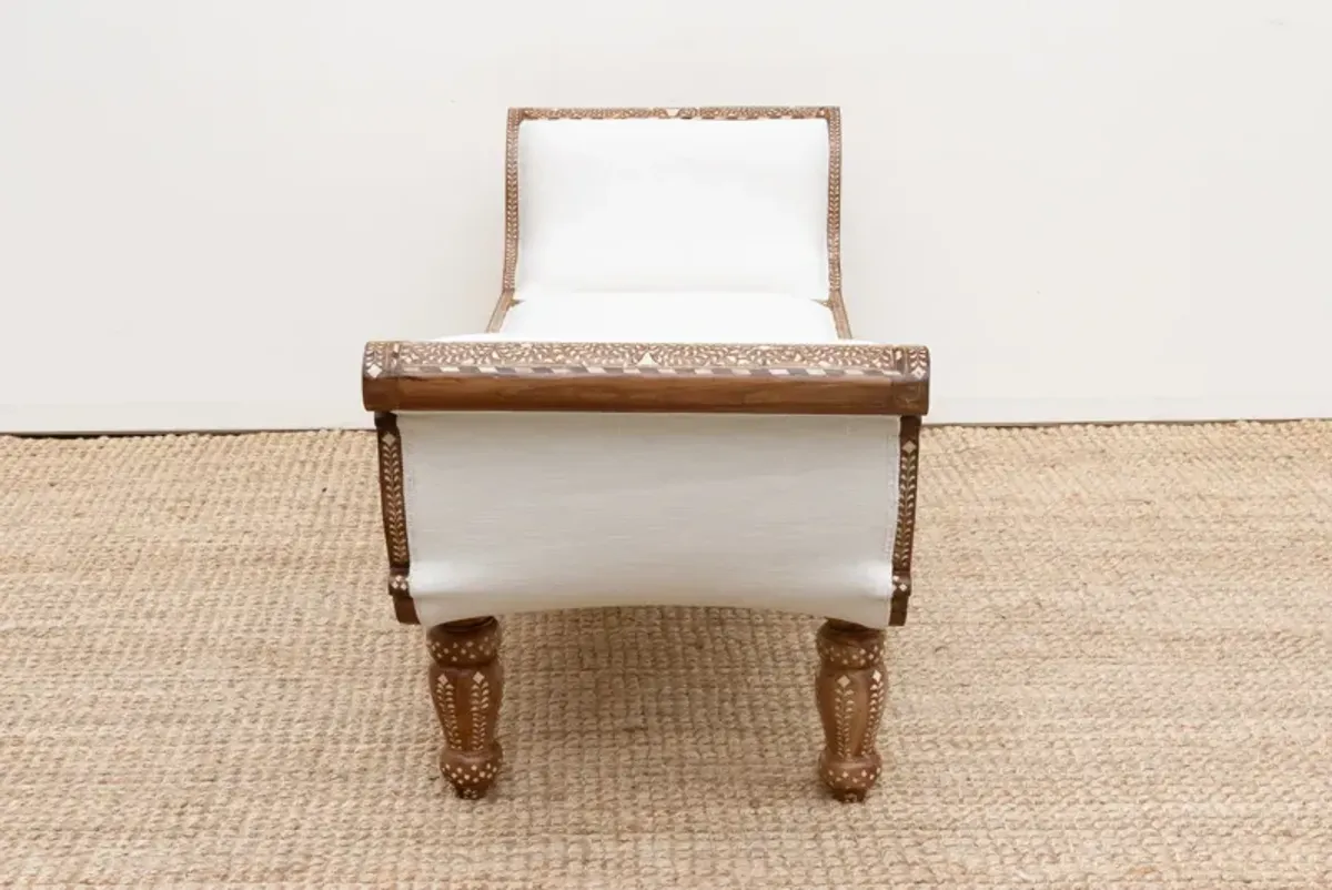 Opulent Fine Inlay Upholstered Chaise - de-cor - brown - Comfortable, Sturdy, Stylish