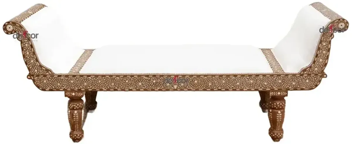 Opulent Fine Inlay Upholstered Chaise - de-cor - brown - Comfortable, Sturdy, Stylish