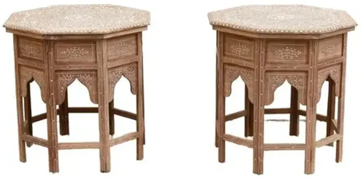 Pair of Royal Mandala Inlay Side Tables - de-cor