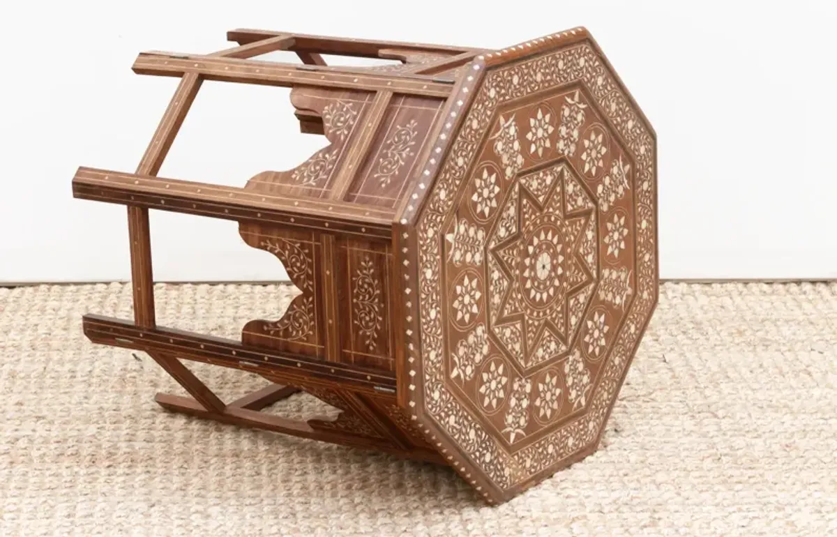 Dark Walnut Star Inlay End Table - de-cor - brown