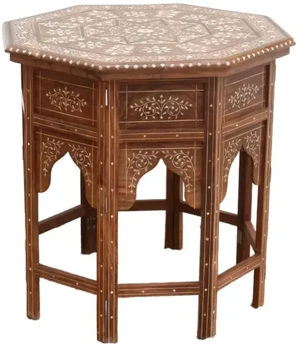 Dark Walnut Star Inlay End Table