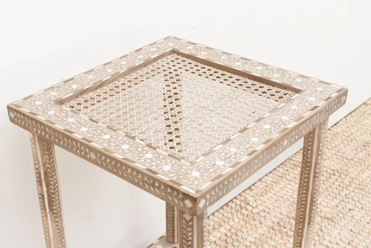 Anglo Indian Colonial Cane Side Table - de-cor - Brown