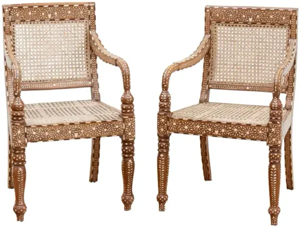 Pair of Elegant Royal Inlaid Armchairs - de-cor - Handcrafted - brown