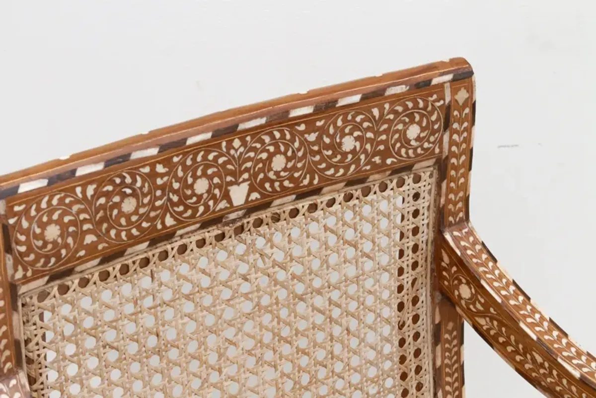 Beautifully Inlaid Anglo Indian Armchair - de-cor - brown