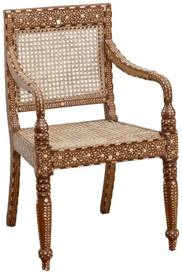 Beautifully Inlaid Anglo Indian Armchair - de-cor - brown