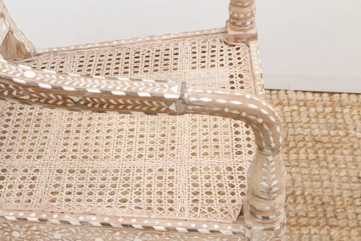 Set of 2 - British Colonial Inlaid Chairs - de-cor - Handcrafted - brown