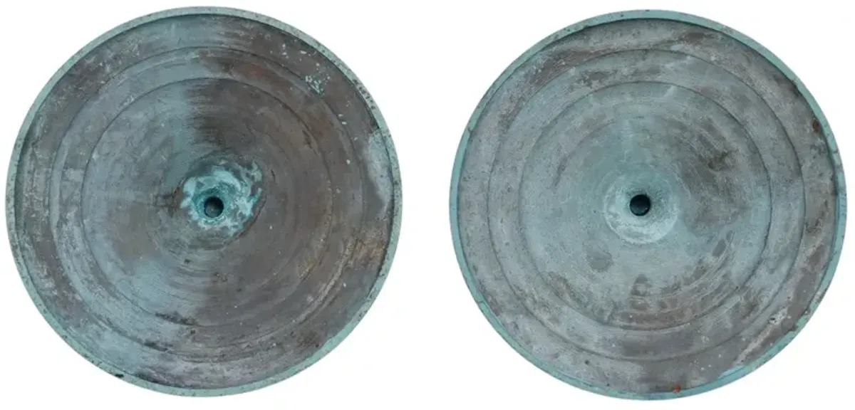 Verdigris Barley Twist Candlestick Pair - Interesting Things - Green