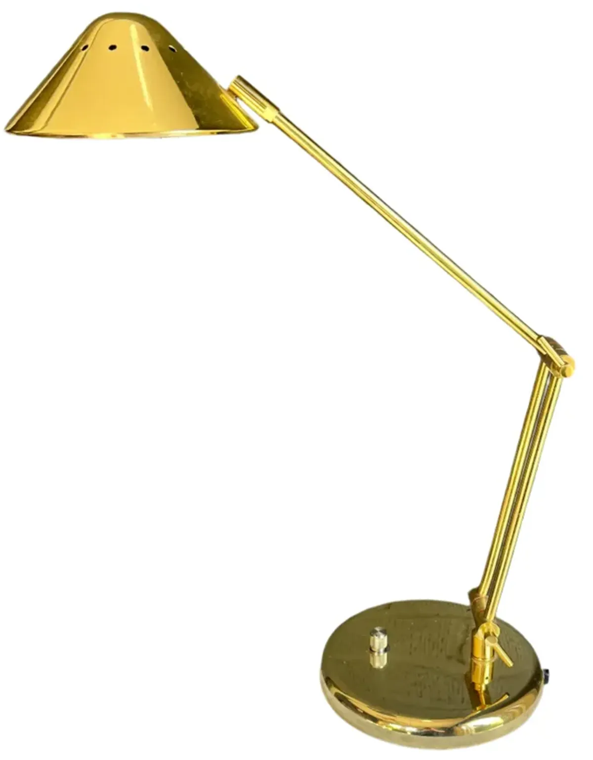 C. 1980s Adjustable Brass Table Lamp - Pilar Collection - gold