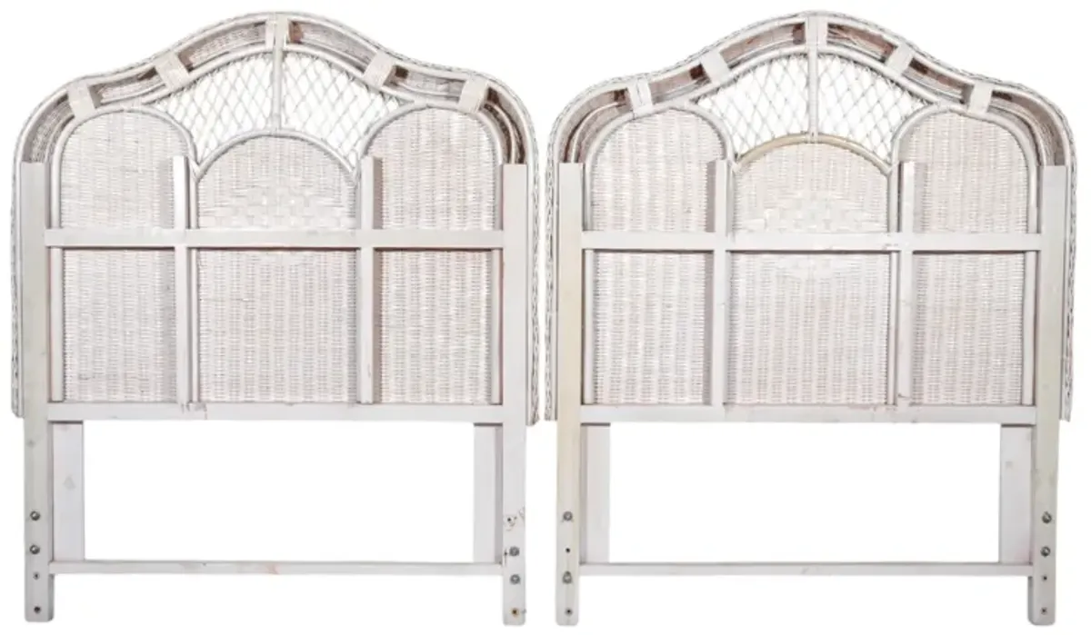 White Wicker Twin Headboards - a Pair - Interesting Things