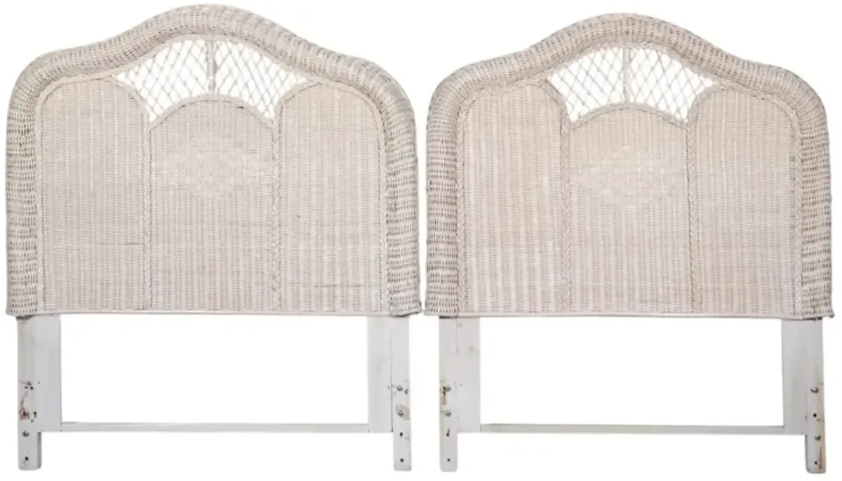 White Wicker Twin Headboards - a Pair - Interesting Things