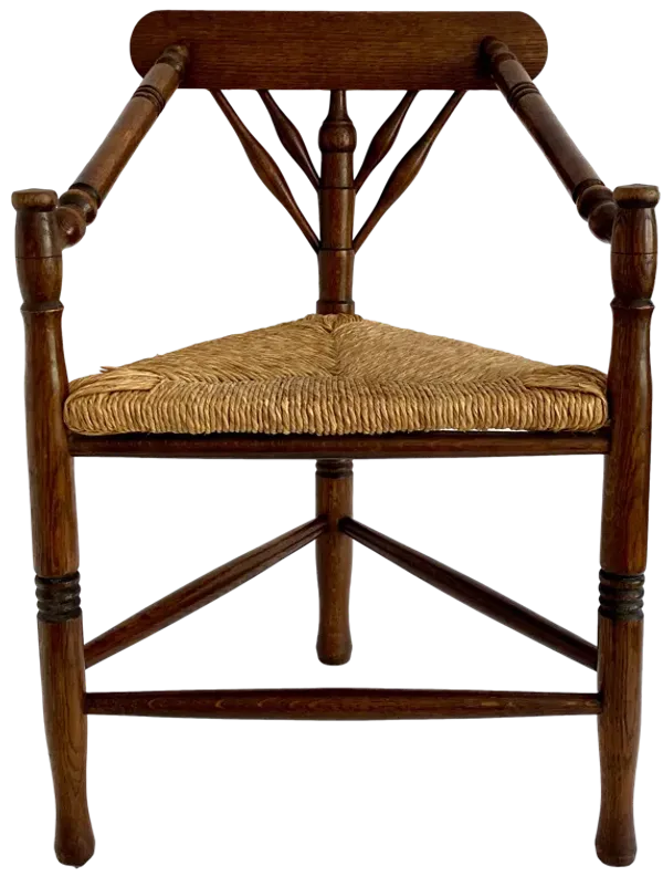 1900s Dutch Oak Corner Triangle Chair - Ballyhoo - Brown