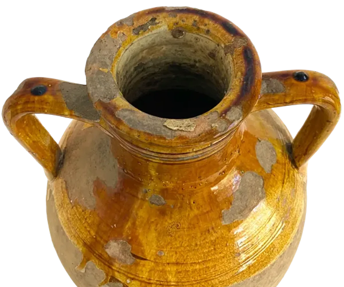 Oversized French Terracotta Amphora Pot - Ballyhoo - Handcrafted - Yellow