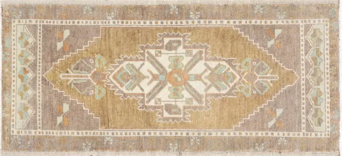 1960s Turkish Oushak Yastic -1'8" x 3'9" - Nalbandian - Handcrafted - brown