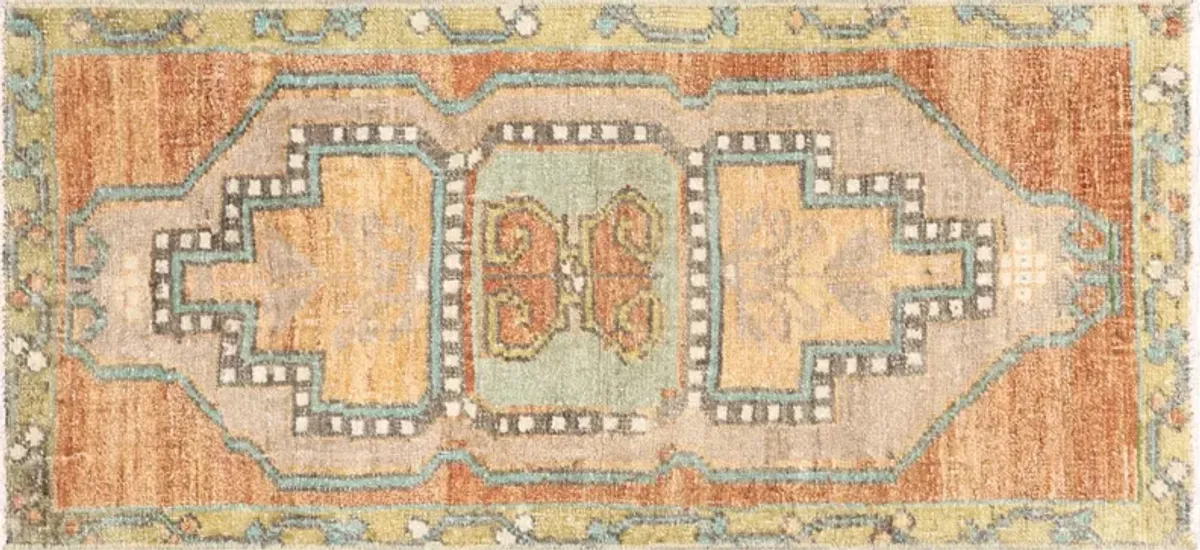 1960s Turkish Oushak Yastic -1'4" x 3'1" - Nalbandian - orange