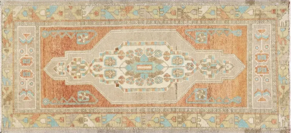 1960sTurkish Oushak Yastic -1'8" x 3'10" - orange
