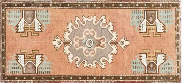 1960s Turkish Oushak Yastic-1'9" x 3'9" - Nalbandian - orange