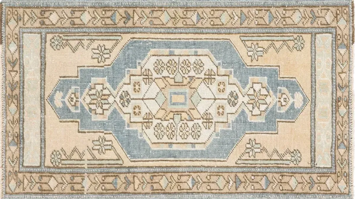 1960s Turkish Oushak Yastic - 1'9" x 3' - Nalbandian - Beige
