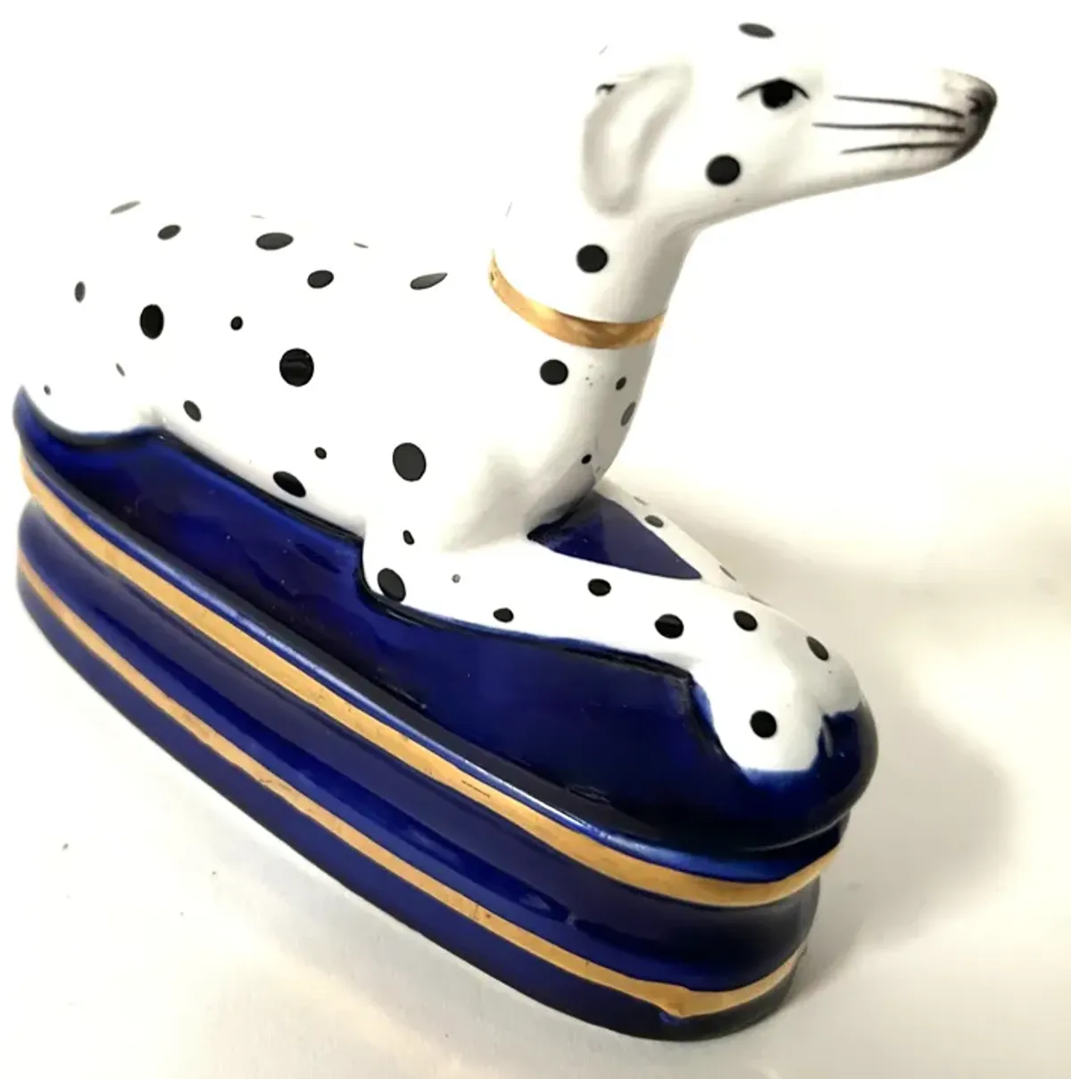 Porcelain Dalmatian Dog Box - The Emporium Ltd. - blue