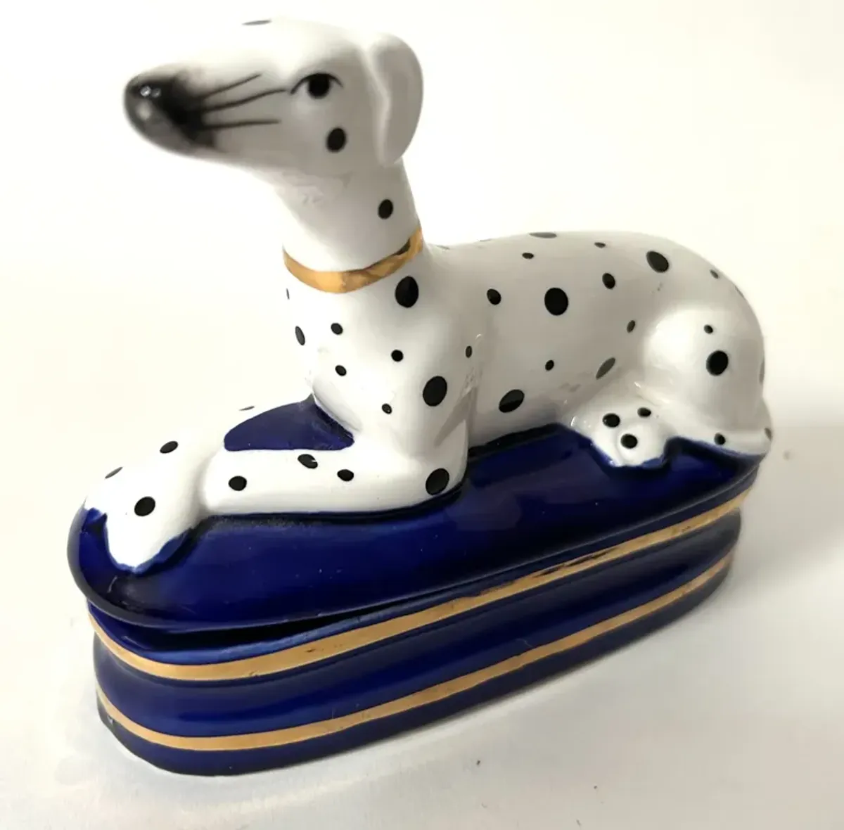 Porcelain Dalmatian Dog Box - The Emporium Ltd. - blue
