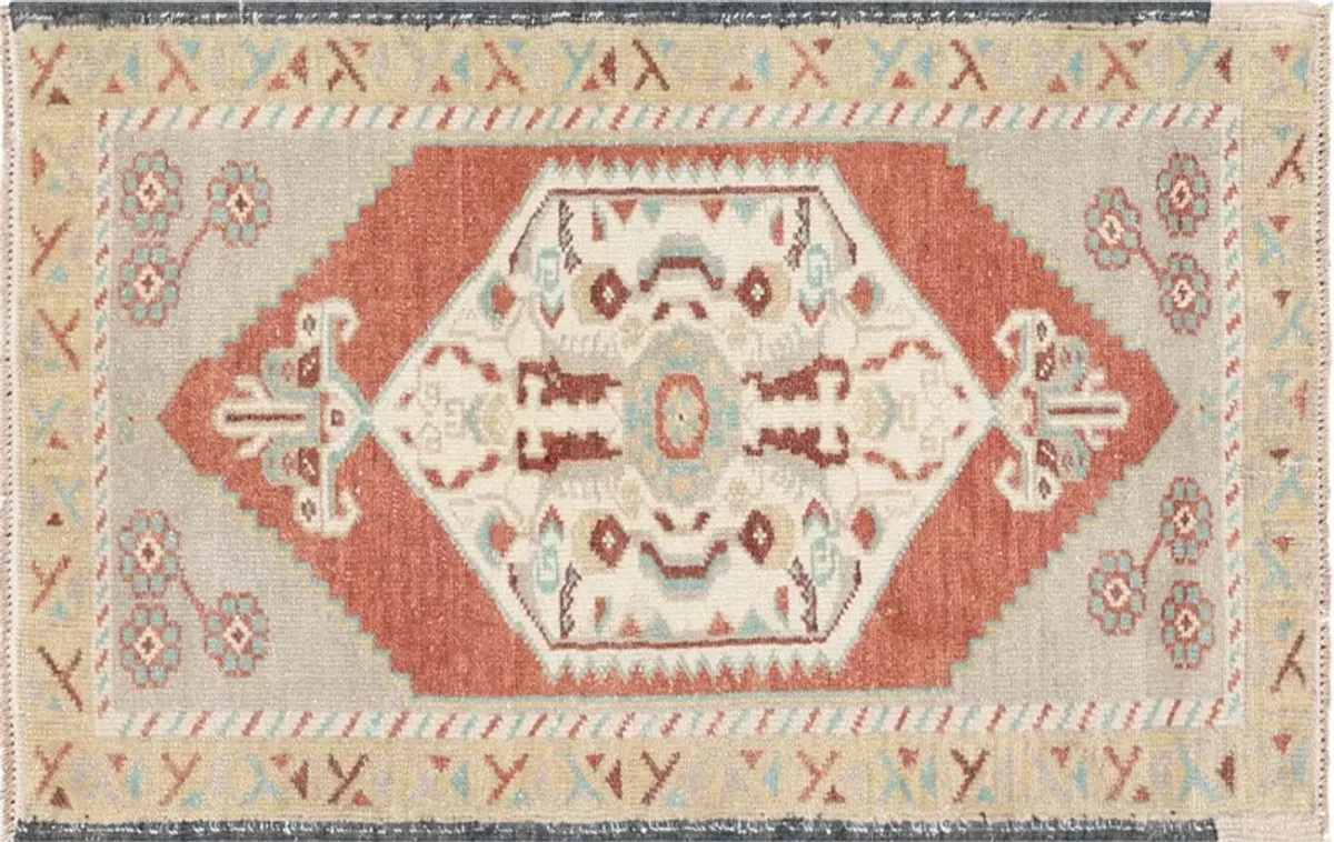 1960sTurkish Oushak Yastic-1'10" x 2'10" - Nalbandian - red