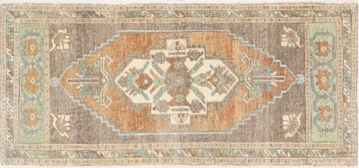 1960s Turkish Oushak Yastic -1'9" x 3'9" - Nalbandian - brown