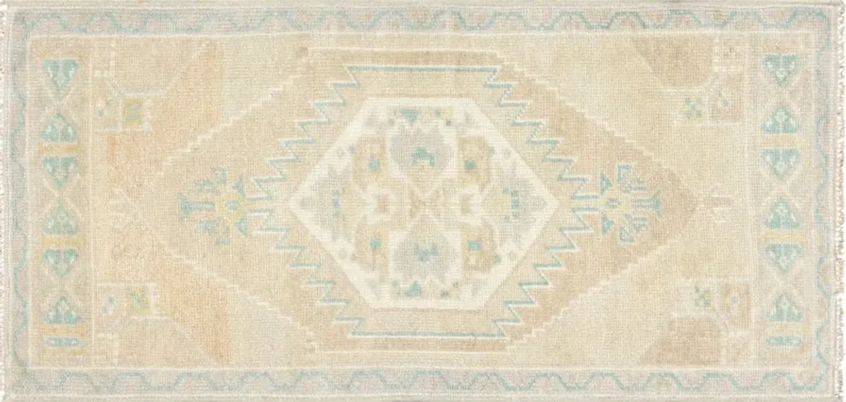 1960s Turkish Oushak Yastic-1'7" x 3'3" - beige