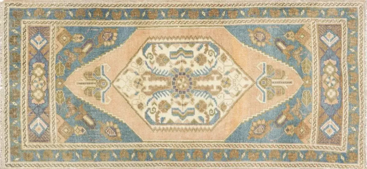 1960s Turkish Oushak Yastic -1'8" x 3'6" - Nalbandian - blue