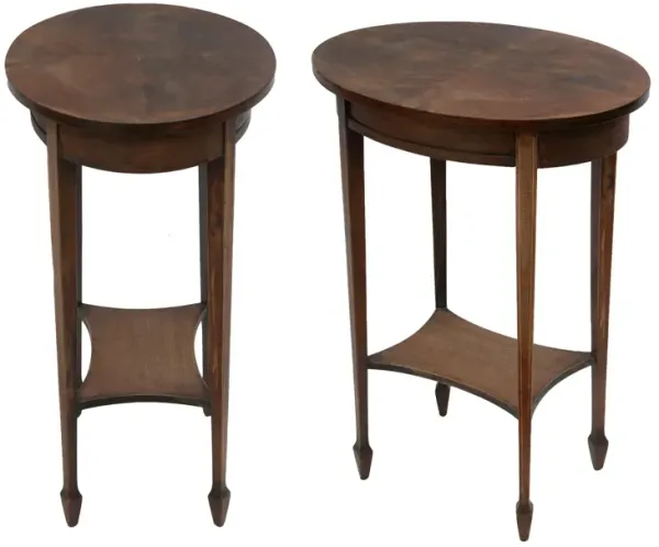 Oval Wood Side Tables w/Drawer - Fleur de Lex Antiques